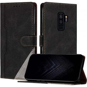 Kal-Étui Pour Samsung Galaxy S9 Plus, Housse En Cuir Pu Avec [Protection Antichoc Tpu] [Fonction Support] [Porte-Cartes ] Antichoc Magnétique Coque Pour Galaxy S9 Plus - Noir - Neuf