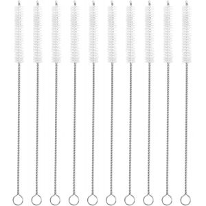 ChenQuanSarl-Lot De 10 s À Bouteilles,Cure-Pipes, À Paille Inox, Petite Nettoyage Pailles, Fine, Poignée En Acier Inoxydable,Poils Fil Nylon,Pour Laver Le Verre,Gourde Plastique Goupillon Nettoyeur - Neuf