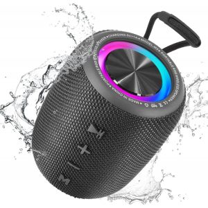 KALSG-Enceinte Bluetooth Portable,Haut-Parleur Bt5.3 Sans Fil 20W Bluetooth Speaker Basses Riches 16H Avec Lumière Led,Supporte Radio Fm,Tf,Usb,Aux Pour Maison,Cyclisme,Extérieur,Voyages,Douche - Neuf