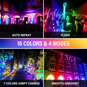 2pcs Projecteur Led Rgb Exterieur Interieur 50w, Spot Led 16 Couleurs 4 Modes Fonction M&eacute;moire & T&eacute;l&eacute;commande Rgbw Lumi&egrave;re De Projecteur Etanche Ip66 Pour Jardin Bar F&ecirc;te Terrasse - Neuf