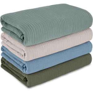 Tianyi-Gllquen Serviettes Bébé Nouveau-Né (4 Pcs), Couverture Mousseline Coton 95x100cm, Douce Pour Enfants, Lit, Poussette, Garçon/Fille, Cadeau Naissance - Neuf