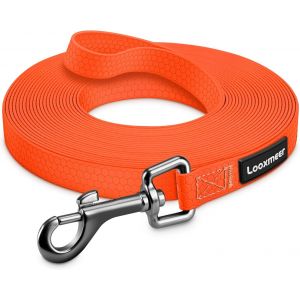 Longe Pour Chien, 3 M/5m/7m/10m/15m/20m/25m/30m, Laisse Chien Avec Poign&eacute;e Et Sac De Rangement, Laisses &Eacute;tanches Pour Chiens De Dressage De Toutes Tailles, Laisse Longue Robuste (Orange) - Neuf
