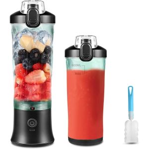 Mixeur Portable 600 Ml Pour Shakes Et Smoothies - Mini Mixeur Smoothie Avec 6 Lames Ultra-Tranchantes Et Batterie Rechargeable De 4000 Mah (Noir Carbone) - Neuf