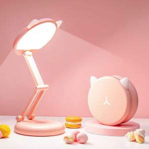 Lampe De Bureau Sans Fil Led Rechargeable & Portable, 8 Luminosit&eacute;+Graduable Lampe Rose En Forme De Chat & Kawaii, 3600mah Rechargeable Stylo Kawaii Fille Lampe Chevet Enfant, Cadeau Filles - Neuf