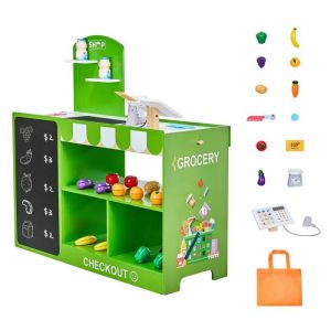 Supermarch&eacute; pour Enfants-Duoku-81,5 x 30,7 x 85 cm-Jeu D'&eacute;picerie en MDF avec Sac de Courses-Tapis Roulant-Scanner - Neuf