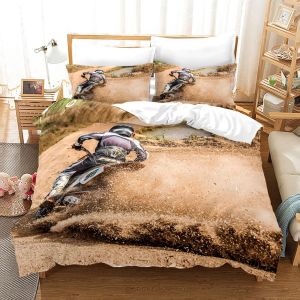 Linge De Lit + X Taies D'oreiller Xcm Microfibre Housse De Couette Doux Confortable Housse De Couette X Garcon Moto Cross X Cm - Neuf