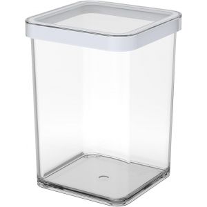 Loft boîte de rangement carrée de 1l avec couvercle et scellé,Plastique (PP) sans BPA,transparent/blanc,1l (10.0 x 10.0 x 14.2 cm) - Neuf
