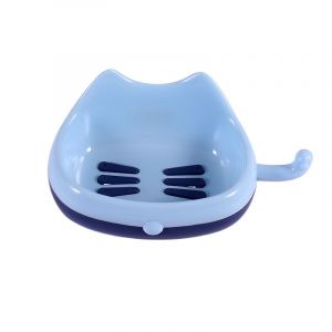 Porte-eau mural bleu en asphalte, boîte à savon sans perforation, motif chat - Neuf