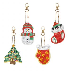 4-Pack Diamant Peint Trousseau De No&euml;l Bonhomme De Neige - Neuf