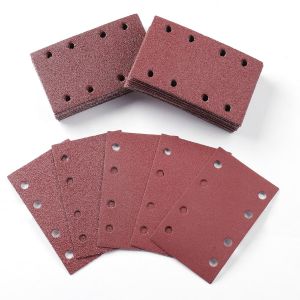 50 Pièces Papier a Poncer,80x133mm Feuilles Abrasives 40/60/80/120/240 Grains Abrasives Papier pour Ponceuse Vibrante Polir et Enlever La Rouille - Neuf