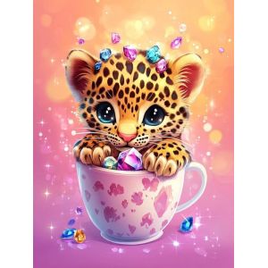 Ayuhr-5d Diy Diamond Painting Kits Tasse Tigre, Diamant Peinture Point De Croix Broderie Animal, Strass Complet Image Arts Pour Peinture Salon Chambre Décoration Sticker Mural 30x40 Cm - Neuf