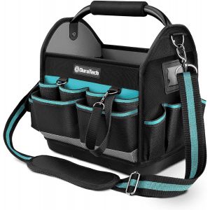 CHECARZHN--NO1-Sac À Outils Avec Grande Ouverture Supérieure, Fond Dur Etanche, Bandoulière Large Réglable, Poignée Matelassée 30,5X22X30Cm - Neuf