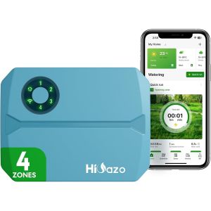 Programmateur Arrosage WiFi 4 Voies, Contrôle par App, 16 Programmes Intelligents, Ajustement Saisonnier, Arrosage Manuel, Protection contre les coups de bélier pour Jardin, Pelouse - Neuf