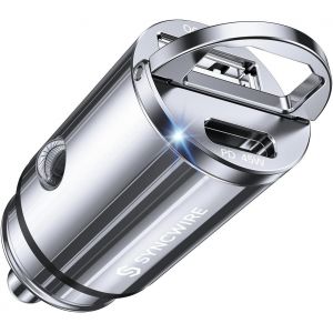 Usb C Car Charger &iquest; [Pd Pps 45w & Qc 45w] All Metal Mini Usb Car Cigarette Lighter Socket Fast Charger For Iphone 15 14 13 12 11 Pro Max Xr X, Google Pixel 7/6 Pro, Samsung Galaxy S23/S22/S21 - Neuf