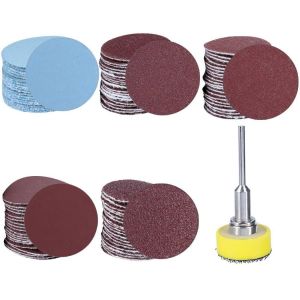 Kit De 25mm Disques Abrasifs, 100 Pi&egrave;ces Disque De Pon&ccedil;age De Grain 100 180 240 1500 3000 Avec Tampon De 3mm Pour Outil Rotatif Dremel Disque De Pon&ccedil;age Pour Fraisage Gravure Meulage - Neuf