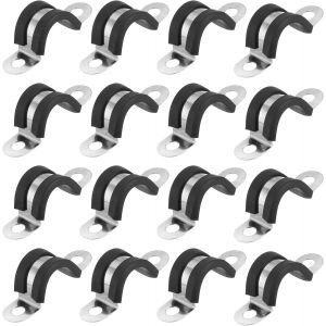Kalanka-16pcs 15mm/0.59 Pouce Colliers De C&acirc;ble, Acier Inoxydable 304 Collier De Sangle En U Avec Coussin En Caoutchouc Pour Tuyau, Fixation De C&acirc;blage - Neuf