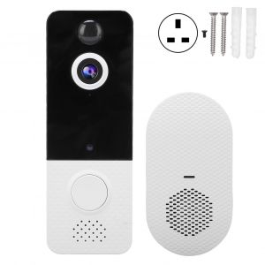 Sonnette video sans fil 1080p, stockage cloud, Wi-Fi, audio bidirectionnel, detecteur de mouvement, pour la securite de la maison, prise britannique - Neuf