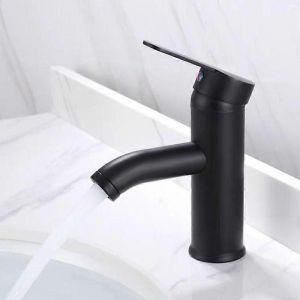 Promotion d'hiver,robinet noir mat Évier de salle de bain en cuivre Mélangeur mat Robinets de bassin d'eau chaude et froide Robinet à levier monotrou élégant au design rétro Dura - Neuf
