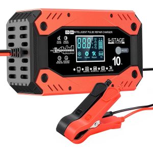Chargeur de Batterie Voiture 12V/24V 180W Smart 10A avec Réparation par Impulsion pour Batteries Lithium, Plomb-Acide - Neuf