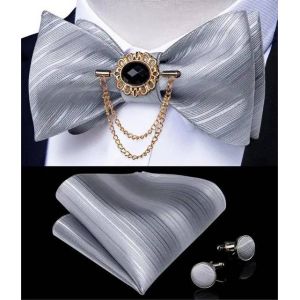Dibangu Hommes Rose Solide Auto-Cravate Noeud Papillon Poche Carr&eacute; Boutons De Manchette Broche Ensemble Pour Mariage Mari&eacute; Mariage Affaires F&ecirc;te Noeuds Papillon--Ldlh3005 - Neuf