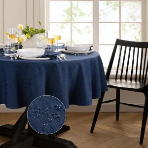 SJZG-Home Fashions Nappe Ovale Continental &Agrave; Texture Solide, R&eacute;sistante &Agrave; L'Eau Et Aux Taches, 152,4 X 213,4 Cm, Bleu Marine - Neuf