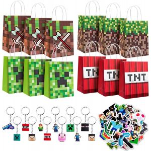 TRAHOO-74 Pièces Cadeau Anniversaire Enfant, Anniversaire Enfant Cadeau Sachet, 12 Sacs Cadeaux, 50 Autocollants, 12 Porte-clés, Party Jouet Anniversaire pour Garçons Filles de Fêtes à Thème - Neuf