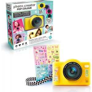 ERYI-Appareil Photo Nume¿Rique Enfant Double Objectif - Mini Came¿Ra Compact Jaune Avec Mode Selfie Pour 8+ Ans - 32 Mégapixels, E¿Cran Lcd, 20 Cadres Et 5 Filtres, Carte Sd 4Go Incluse - Neuf