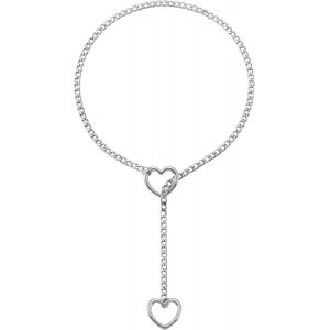 Kal-Réglable Collier En Y Femme Coeur/Rond/Serrure Pendentif,Chaîne De Glissement Punk Gothique Kubanische Collier Argent/Or/Noir Bijoux Y-Collar 26-34 - Neuf