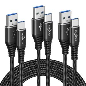 JGD-C&acirc;ble USB C Longue[3M/Lot de 3],Cable USB Type C Charge Rapide Nylon Tress&eacute; C&acirc;ble Chargeur pour Galaxy S21 S22 Plus S23 S24 Ultra S20 S10 S9 A13 A14 A20e A51 71,PS5,Switch,Xbox - Neuf