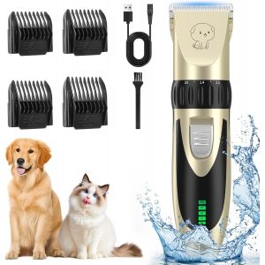 Tondeuse Chien Professionnelle, Sans Fil Tondeuse Chien Poil Long Epais Avec Ecran Lcd Et 4 Peignes De Limite, Tondeuse Animaux À Lame Étanche, Toilettage Pour Animaux De Compagnie Chat Chien - Neuf