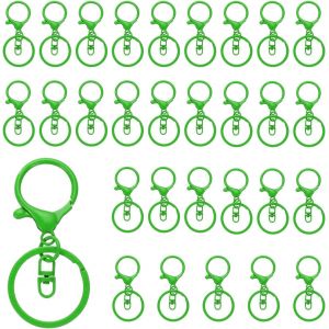 Eryi-Mousquetons À Griffes De Homard Pour Porte-Clés, Lot De 30 Mousquetons À Griffes De Homard Avec Mousqueton Pivotant Et Anneau Fendu Pour Porte-Clés Diy, Vert - Neuf