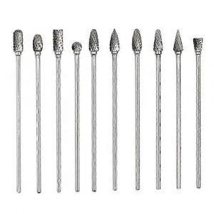 Jeu de 10 meules rotatives en carbure,4 » double coupe 1/8 » (3mm) tige pour perçage de gravure sur bois sur métal - Neuf