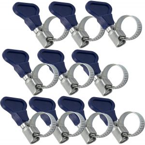 C63680-Lot de 10 colliers de serrage à main 25-40 mm-largeur de la bande 9 mm-en acier-couleur argent-tuyau souple semi-souples d'eau piscine bassin - Neuf