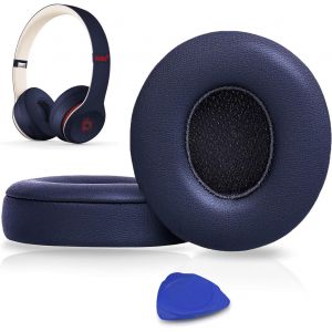 KAL-Coussinets D'Oreille, Oreillettes De Remplacement Pour Beats Solo 2 & Solo 3 Sans Fil Casque Supra-Auriculaire, Cache-Oreilles Couverts En Cuir Protéine, Supression De Bruit Mousse À Mémoire - Neuf