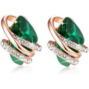 Kalanka-Pierre De Souhait Boucles D'oreilles Avec Cristaux De Pierre De Naissance, Plaqu&eacute; Or Rose 18 Carats Ou Argent&eacute; - Neuf