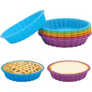 Jexnovashop-8 Pièces Moule À Tarte Silicone, 11cm Moules Tartelettes Individuelles Antiadhésif, Moule Mini Tartelette Moule Mini Quiche, Pour Cupcakes, Muffins, Pâtisserie - Neuf