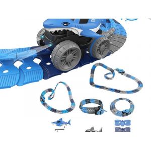 Circuit de course Shark 138 pi&egrave;ces avec lumi&egrave;res LED et pi&egrave;ces personnalisables - Neuf