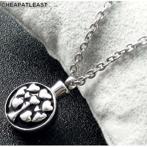 Collier Avec Pendentif Arbre De Vie & Coeurs - Bijou Cin&eacute;raire Urne Fiole - M&eacute;tal Argent&eacute; - Cheapatleast R&eacute;f. 1876 - Neuf