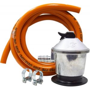 Ulteronixshop-591013 - Kit Standard pour Bouteille de gaz Butane : r&eacute;gulateur + Tube en Caoutchouc (1,5 m) + 2 Colliers de s&eacute;curit&eacute; | pour Cuisines, chauffages, barbecues, r&eacute;chauds et po&ecirc;les &agrave; Paella - Neuf