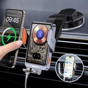 MEVRONISSHOP-Support Telephone Voiture Induction&iquest;15W Chargeur Induction Voiture avec Clip Ventilation, Qi Chargeur sans Fil Voiture Rotation 360&deg;, Compatible avec iPhone/Samsung/Xiaomi/Oppo/Huawei - Neuf