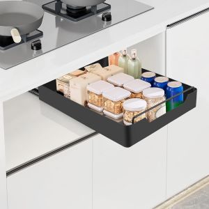 Eryi-Tiroir Coulissant Cuisine Adhesif, Bac Coulissant Placard Cuisine, Organisateur D'armoires De Cuisine Pour Armoires De Cuisine,Tiroir Coulissant, Aucun Perçage Ni Clouage Requis 30 X 43 X 7 Cm - Neuf