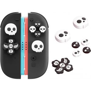 Eryi-Set De Capuchons De Joystick Et De Boutons Pour Nintendo Switch 2 (2025) ¿ 7 Pièces Crâne Noir/Blanc En Silicone, Capuchons Joystick Switch 2 Confortables Pour Enfants Et Gamers - Neuf
