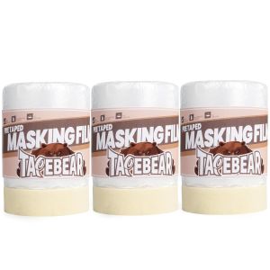 Masker Avec Ruban De Masquage,550mm x 27M Transparente Film Peinture,Ruban Adh&eacute;sif De Masquage Avec B&acirc;che De Protection En Plastique Pour Protection Sol Meubles,Lot De 3 - Neuf