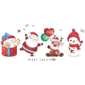 (30*90cm) Bonhomme de neige Cerf du père Noël Sticker Mural Cadeau de Noël - Neuf