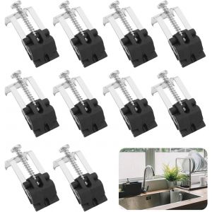 Jgd-Lot De 10 Pinces D'&eacute;vier En Acier Inoxydable,Clips De Fixation Sous &Eacute;vier De Cuisine,&Eacute;viers Encastrables Arc R&eacute;glable Convient Pour Cuisine,Buanderies, &Eacute;viers De Cuisine, Salles De Douche - Neuf