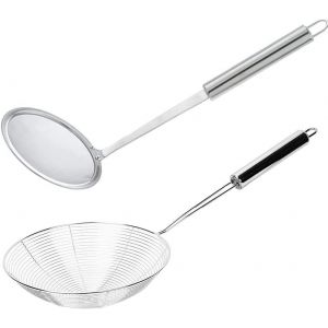 Eryi-Ecumoire Inox, 2 Pièces Araignee Cuisine, Cuillère Écumoire, Passoire Cuisine En Acier Inoxydable, Passoire Louche Pour Cuisine Pour Cuisine Friture, Nouilles, Alimentaires, Pâtes Spaghetti, Chi - Neuf