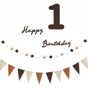 Checarzhn--No1-Bannière 1er Anniversaire, 1 Décoration D'anniversaire, Guirlande 1er Anniversaire, 1 Garçon, Décoration Murale À Suspendre, Décoration D'anniversaire D'enfant Avec Chiffre 1 - Neuf