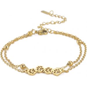 Bracelet De Cheville À Double Chaîne Avec Perles Et Empreintes De Pattes De Renard - Pour Yoga, Om Afrique, Carte De L'afrique - Bracelet Réglable - Neuf