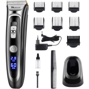 Tondeuse Cheveux Hommes,11-In-1 Set Tondeuse Barbe Professionnelle Electrique,28 Longueurs De 0.8 Mm À 32,8 Mm/Alimentation Rechargeable Et Batterie/Céramique/Titane Et Un Ecran Lcd - Neuf