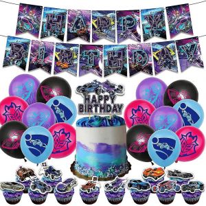 Rocket League Enfants F&ecirc;te D'anniversaire D&eacute;cor Ballon Banni&egrave;re G&acirc;teau Toppers Ensemble Fournitures De F&ecirc;te Kits Cotillons - Neuf